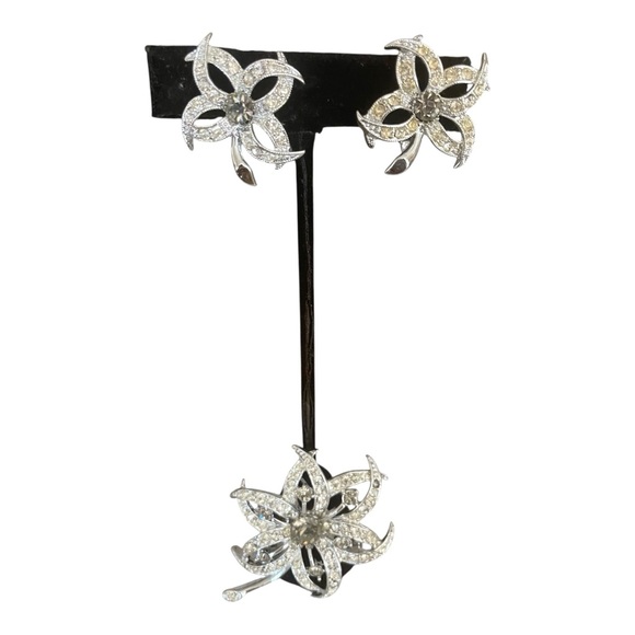 Sarah Coventry Vintage Set, Brooch & Earrings, "Evening Star", 1966, Starburst. - Picture 3 of 8